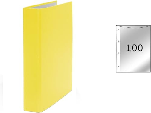 Ringbuch / DIN A5 / 2-Ring Ordner / Farbe: gelb + 100 Prospekthüllen