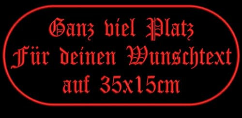 Rechteckiger Aufnäher Rec3 mit stark abgerundeten Ecken - für Deinen Wunschtext - viele Farben und Größen zur Auswahl - 35x15cm - personalisiert