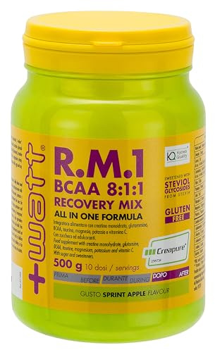 RM1 BCAA 8.1.1 - Integratore Alimentare Post Workout, per il Supporto Muscolare ed Energetico - Ideale per Allenamenti Intensi e Prolungati o Gare - 500g Sprint Apple