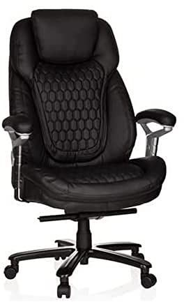 hjh OFFICE XXL Chefsessel PULLMANN Kunstleder Bürosessel bis 180 kg belastbar, bequem gepolstert, höhenverstellbar, Schwarz 738020