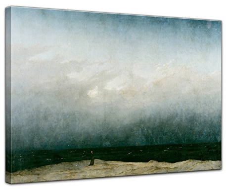 Bilderdepot24 Bild auf Leinwand | Caspar David Friedrich Der Mönch am Meer in 50x40 cm als Wandbild | Wand-deko Dekoration Wohnung alte Meister | NEU-180201-50x40-dmam