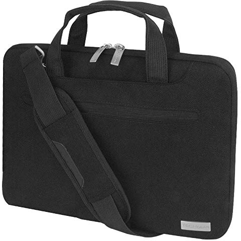 TECHGEAR Housse Urban Dash pour PC Portables 11 - 12.3 - Sacoche Multi-Fonctionnelle avec Bandoulière, Sangle Attache Bagage et Poignées Suppressibles, Housse Organisatrice avec Poches [Noir]