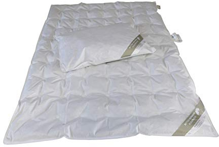 Betten Hofmann Franken Set Kinder Baby Sommer Daunendecke 100x135 + 40x60, 100% Daunen, Sommerdecke, superleicht, atmungsaktiv, waschbar, Naturprodukt