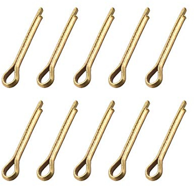 sourcing map Splinte – 3 mm x 20 mm (1/8 Zoll x 25/32 Zoll) massives Messing 2-Zinken goldfarbener Verschluss Clip Schlüssel 10 Stück