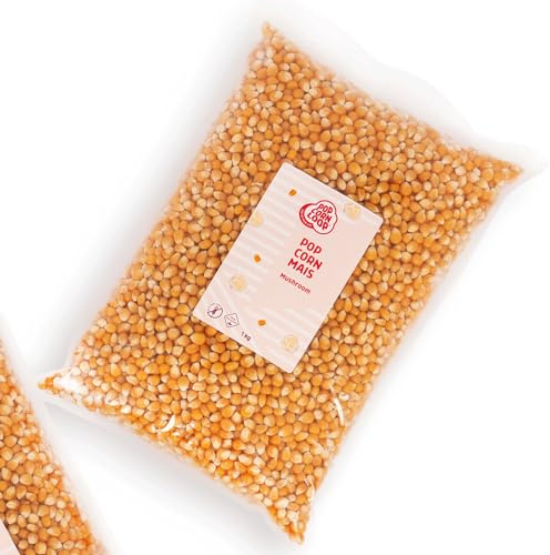 Popcornloop ® Premium Popcornmais Mushroom 1kg für Popcornmaschinen Kinopopcorn Beste Gold Qualität Vegan Glutenfrei Ohne Gentechnik