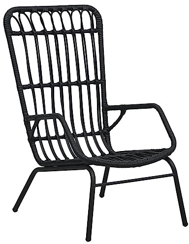 vidaXL Gartenstuhl mit Armlehnen Hochlehner Stuhl Sessel Relaxstuhl Gartenmöbel Rattansessel Terrassenstuhl Balkonstuhl Poly Rattan Schwarz
