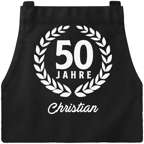 MoonWorks® Küchen-Schürze mit Namen Alter Kochschürze Vintage-Design personalisierte Geschenke Geburtstag