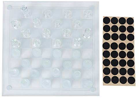 RiToEasysports Internationales Schach, Schachbrett 25x25cm polnisches Glas Kristall 1 Schachbrett und 32 Schachman 1 Spacer Glas Schachfiguren Freizeitsport