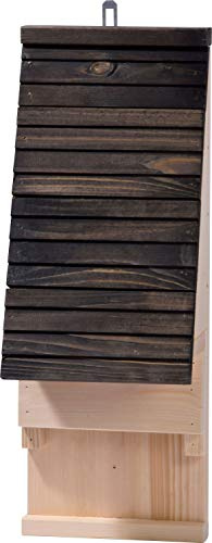 dobar® Green Label 2104FSCe Großer Fledermauskasten Pteropodidae - Fledermaushaus Massivholz - Fledermaus Unterschlupf - Fledermaushöhle - Schlafplatz für Fledermäuse - 19,5 x 14 x 53,5 cm - Schwarz
