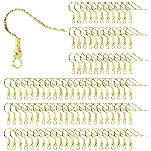 Ganci per orecchini, 100 pezzi, ganci per orecchio, in argento Sterling 925, con sfera a molla, per fai da te, fabbricazione di gioielli 14 K placcati oro