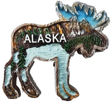 Alaska USA Amerika Kühlschrankmagnet, Souvenir, Geschenk, Polyresin, Basteln, magnetische Aufkleber-Kollektion