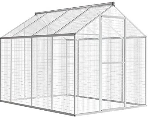 TEWTX7 Außenvoliere mit Schwerlast-Tür, Aluminiumrahmen Freilaufgehege Hühnerstall, Begehbare Voliere für Hühnerkäfig Geflügelstall Vogelkäfig Kleintiere 178 x 242 x 192 cm
