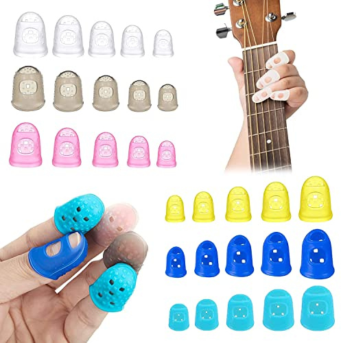 30 Pezzi Protezione per le dita della chitarra, Protezioni Dita Chitarra, Silicone Protezioni per Dita Chitarra in Silicone per Principiante Guitar Dita Protezione Proteggi Dita Chitarra Ukulele