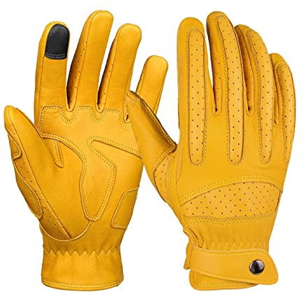 moaspr Handschuhe Herren Leder Herren-Touchscreen-Handschuhe Leder-Motorrad-Handschuhe Radfahren Mountainbike-Handschuhe,14,L