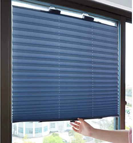 Blackout Pleated Blind with Suction Cups,Opaque Folding Roller Blind for Window,Temporary Portable Window Cover Curtain,Sun Shade Privacy Screen,for Home Car Office Bathroom (W80xL185cm(32x73in))