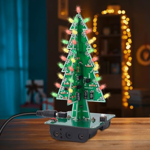 DONGKER Kit di saldatura per albero di Natale 3D, kit elettronico fai da te per principianti, 3 colori LED PCB Science Project, lezioni STEM, apprendimento, istruzione, progetto di saldatura