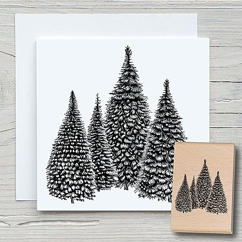 NEWSTAMPS Stempel Tannen filigran Motivstempel aus Holz & Gummi zum Karten und Geschenke basteln, Holzstempel für Weihnachten, Weihnachtskarte, Tannenbaum, Scrapbook, Textilstempel, Deko, Freunde