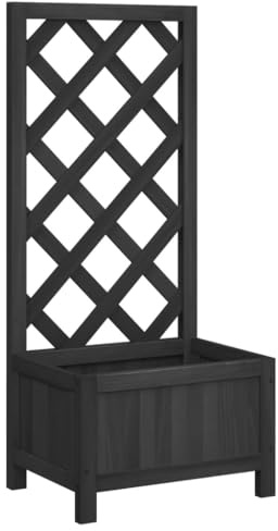 vidaXL Pflanzkübel mit Spalier Schwarz Massivholz Tanne