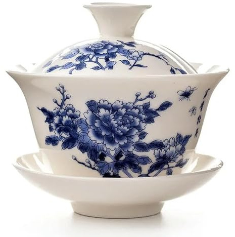 LAMPPE Tazze da tè Gaiwan Tradizionale Cinese Elegante zuppiera da tè in Ceramica con Coperchio, piattino, Tazza da tè Kung Fu