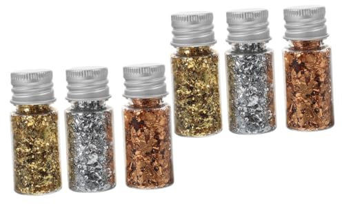 NUOBESTY 2 Sätze Goldfolie bastelzeug craft nail set Gold Blatt schmücken Nagelschuppen Frischhaltefolie, Plastikfolie Dreifarbig Kunsthandwerk vereiteln Clip Nagelflocken Rostfreier Stahl