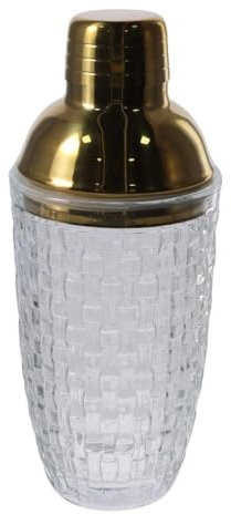 gifthub 13.4 Ounce Glass Cocktail Shaker with Leakproof Metallic Steel Lid and Strainer for Home or Bar Use(Gold)