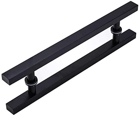 Entry Modern Door Handle 304 Stainless Steel Modern Door Handle,Square Tube Ladder Door Handle,for Entrance/Shower Room/Wood/Glass/Office、Indoor and Outdoor，Double Side Mount Stain
