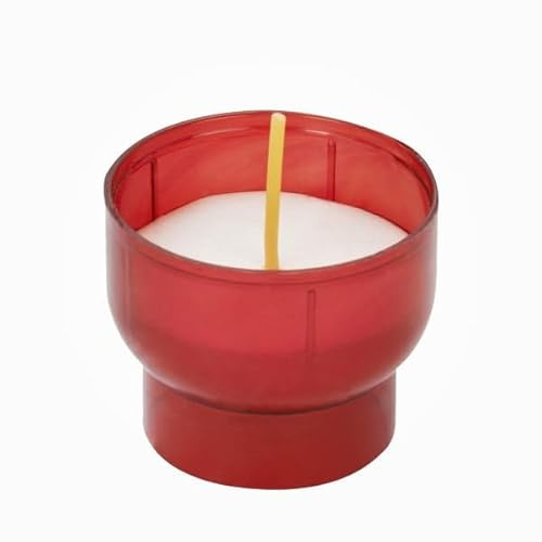 Wiedemann Kerzen Opferlichte 2 Stunden Weiß mit roter Mehrweg-Kunststoff-Hülle 40 x Ø 47 mm, 300 Stück
