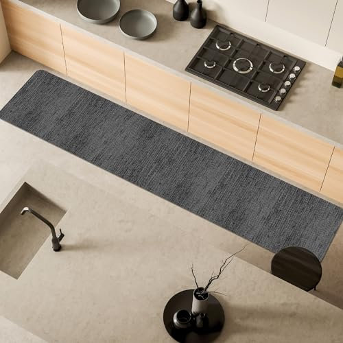 Comart - Tappeto Cucina Nancy - Antiscivolo - Lavabile in Lavatrice - Moderna Passatoia in Ciniglia - Runner per Corridoio e Cucina - Morbido e Resistente - Made in Italy - Grigio - 50x270 cm