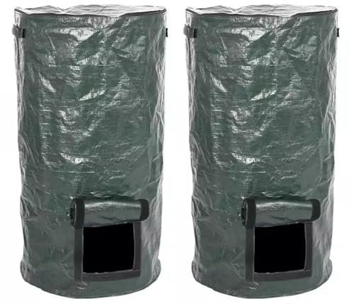 Lot de 2 poubelles de compostage de jardin avec couvercle réutilisables pour contenir des feuilles