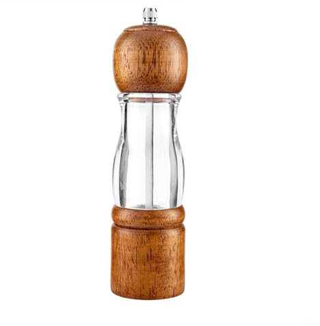HEBEOT Wooden Pepper Grinder Base Set, Cruet Salt Pepper Grinder Wooden Refillable Seasoning Spice Mill Adjustable Manual(Retro Color)