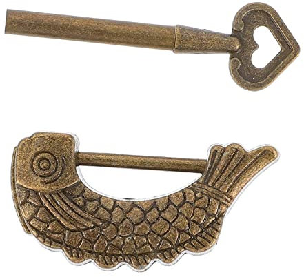 Hoement Mini-vintage-vorhängeschloss Fischform Kofferschloss Retro-boxschloss Zinklegierung Schmuckschatullen-vorhängeschloss Mit Schlüssel