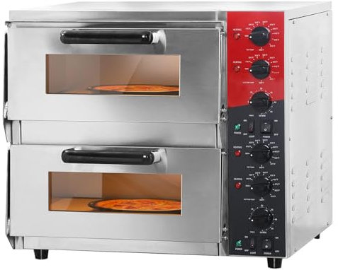 Four à pizza, four à pizza électrique à double étage de 16 pouces, cuiseur à pizza à 2 couches pour la maison, température réglable de 175 ° F ~ 660 ° F (79 ° C ~ 350 ° C), pour un usage commercial