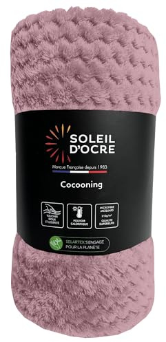 Soleil d’Ocre Cocooning Plaid, coperta da 180 x 220 cm, di colore rosa antico