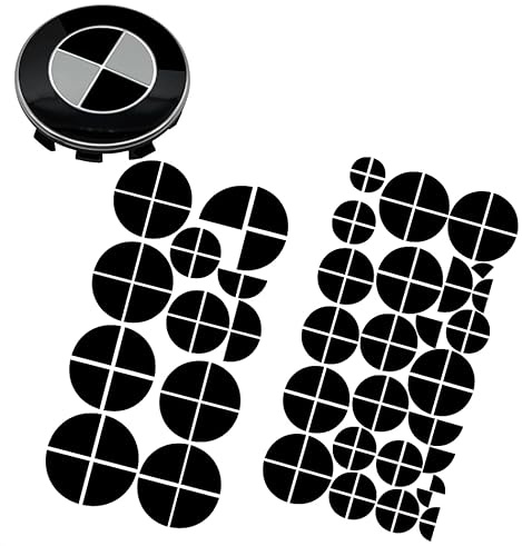 3M 2080 Lot de 120 autocollants d'emblème compatibles avec le logo BMW - Pour tous les emblèmes de voiture - Noir brillant