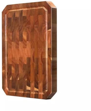 Tabla de cortar de madera para cocina, gruesa tabla de cortar reversible con ranura de jugo, tabla de embutidos para carne, queso, frutas y verduras, tamaño grande, 39 cm