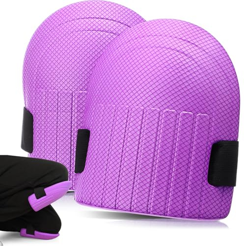 WinnerWhy Gardening Knee Pads for Women and Men Lightweight Waterproof Foam Knee Pads for Gardening and Housework Knee Pads for Gardening with Adjustable Hook'n'Loop Straps(Purple)