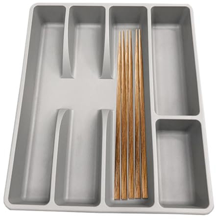 Portautensili da cucina - portaposate per coltello e forchetta, contenitore per cassetti da cucina, separatore per utensili, organizer per cassetti, per riporre oggetti con 5 scomparti