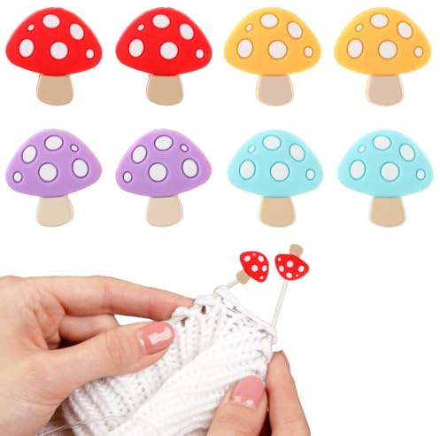 LLOUSSAK 8 Teiliger Maschenstopper Silikon, Nadelstopper | für Stricknadeln Pilz-Stricknadelstopper Stricknadeln Punktschutz Strickzubehör für Häkeln Häkelschutz