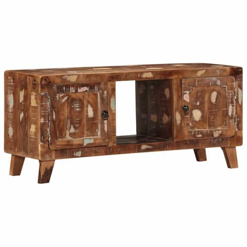 Homgoday Meuble TV 105 x 46 x 32 cm en bois massif de récupération, meuble TV meuble bas pour TV pour table de salon industriel, support TV salon M-4104522