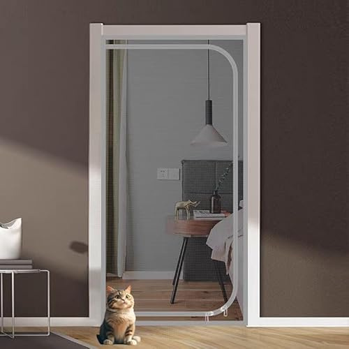 Katzengitter Balkontür, Cat Screen Katzennetz für Balkon, Haustiere Bildschirm TüR, Kunststoff-Stahldraht + Nanobeschichtung，Verhindern Katzen Aus Laufen, für Wohnzimmer, Schlafzimmer, KüChe.(C4,95cm*