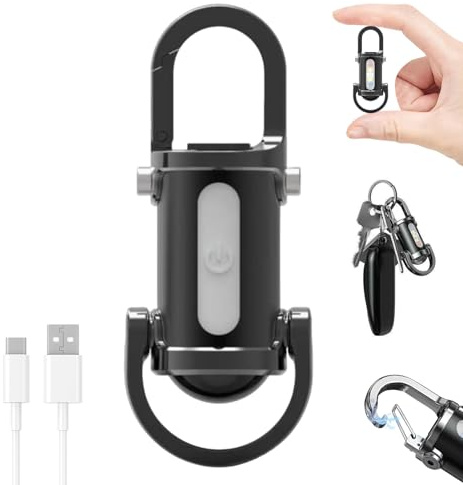 Kaezuy Mini Schlüsselanhänger Taschenlampe 1200LM Superhelle LED Taschenlampe Mit USB-C Aufladbar Wasserdicht IPX4 Powerbank-Funktion Für Outdoor Camping (A)