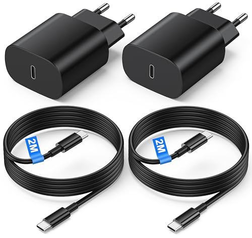 2Pack Chargeur USB C Rapide 25W pour Samsung Galaxy S26 Ultra/S26+/S26/S25/S24/S23/S22/S21/S20/S10/S9/S8, Chargeur Type C Fast pour Charger Samsung Secteur avec 2M Cable Type C