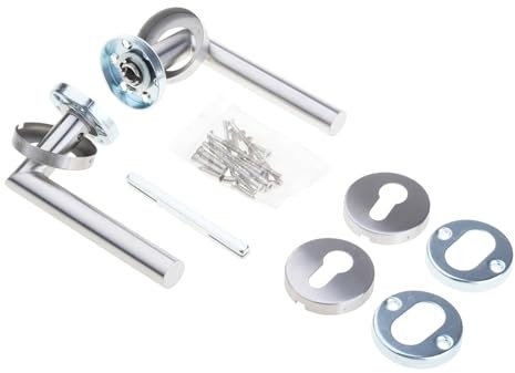 Ensemble de leviers de porte modernes avec rosaces - Ensemble de poignées de porte contemporaines pour verrouillage sécurisé sur porte intérieure