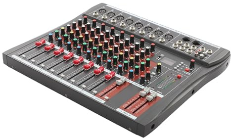 Mesa de mezclas DJ, mezclador de audio, consola de mezclas profesional de 8 canales, consola de audio con seis estilos de música integrados, ecualizador controlador DJ para KTV, estudios de grabación