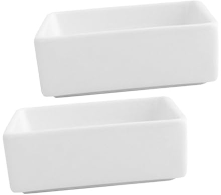Ciieeo Bol de Service Carré en Céramique Blanc, Lot de 2, pour Four | Passe au Lave-vaisselle, Forme Élégante et Stylée, pour Dessert, Sauce et Snacks