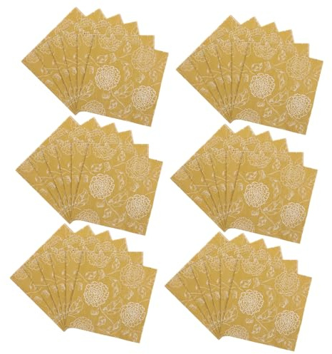 COLLBATH 40stücke Papierservietten mit Rosenmuster Goldfarben Dekorative Einwegservietten für Hochzeiten Geburtstagsfeiern und Grillfeste Praktische Gästetücher für Restaurants und Partys