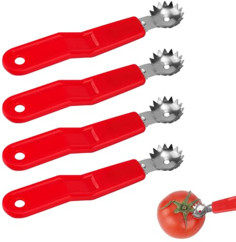 4pcs Tomato Corer Core Tools, Stainless Steel Strawberry Huller Fruit & Vegetable Stem Remover Practical Kitchen Tool for Dessert & Salad Prep