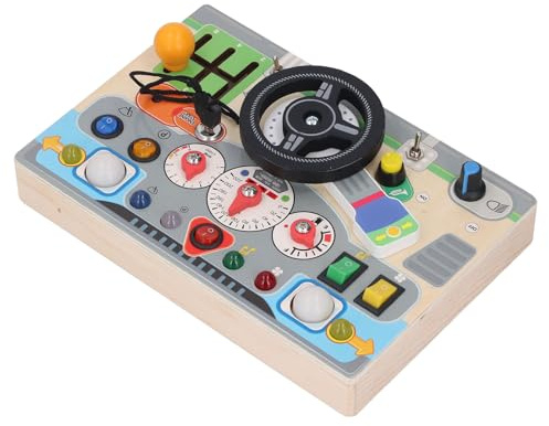 RIZGHWOY Wooden Steering Wheel Toy, Educational Electronic Activity Board for Kids, Kindergarten Learning