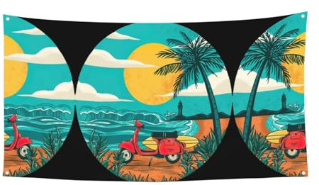 Sonnenuntergang Strand Palme Druck Multi-Feiertagsparty-Banner, Heimhof-Banner, Dekoration für Geburtstag, Weihnachten, Halloween