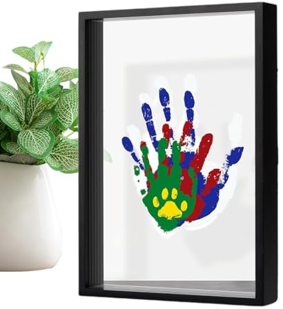 Familj handavtryck kit - 8,82 x 12,2 x 1,57 i souvenir | Handtryckt prydnadsföremål kit, transparent fotoram, hemskrivbordsdekoration, hängande för nya